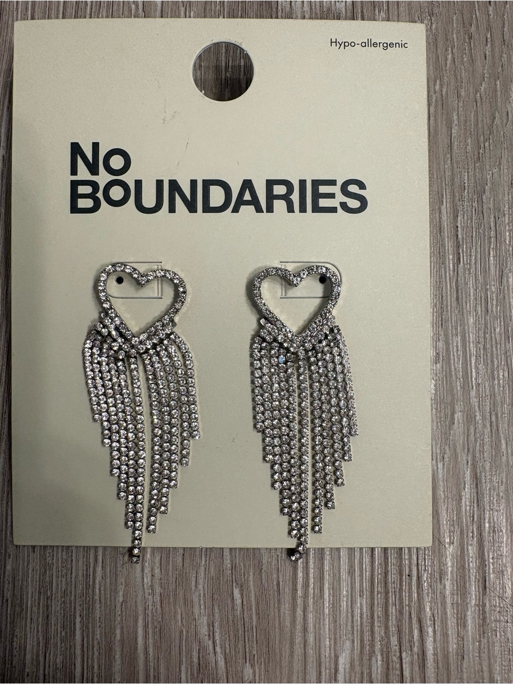 No Boundaries Silver Heart Fringe Crystal Drop Earrings